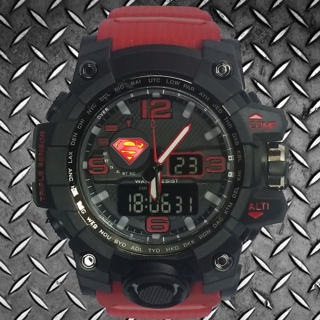 (Istimewa Bossque) Jam SUPERMAN NEW DT Tali Merah Marun (Exclusive)