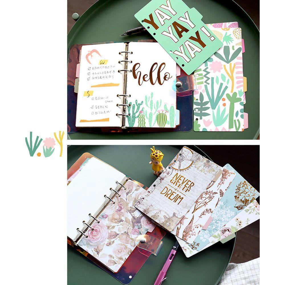 [Elegan] Alat Tulis Halaman Pemisah Daun Longgar A5 A6 6-Ring Binder Kategori Tab Halaman Loose Leaf Binder Vintage Flower Binder Index Page