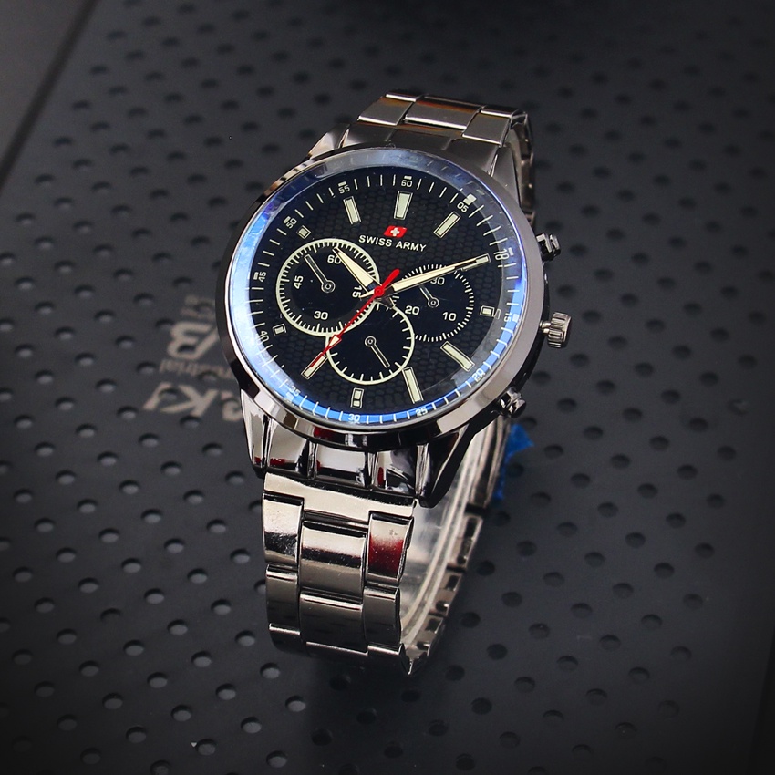 Jam Tangan Pria Kasual Elegant - Jam Tangan Pria Analog Quartz - Jam Tangan Pria Rantai - Hitam - Stainless - ABL 5108 Plat RANDOM - Jam Tangan Anti Air