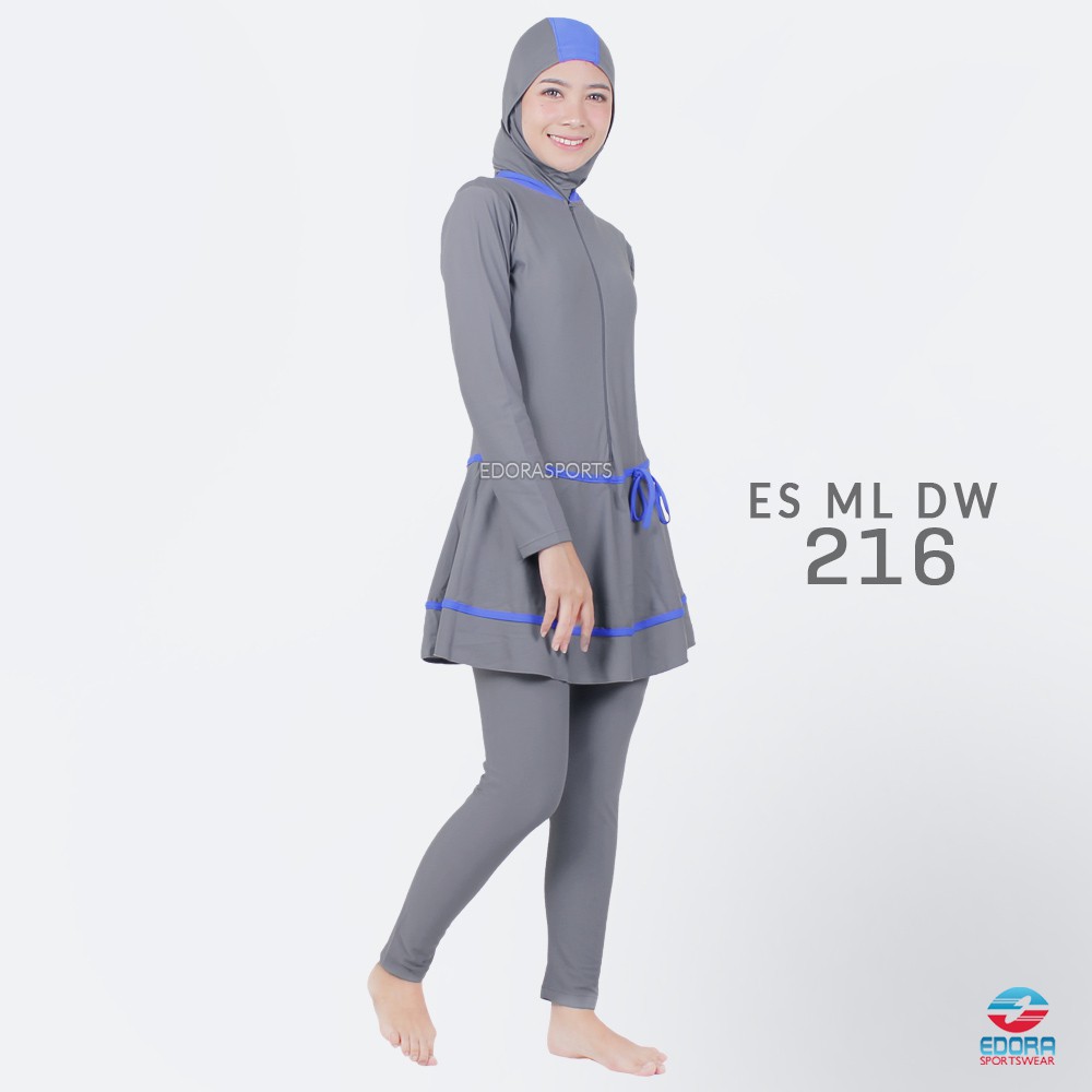 Baju Renang Wanita Muslim Hijab Dewasa Muslimah Slim Fit ES ML DW EDORA