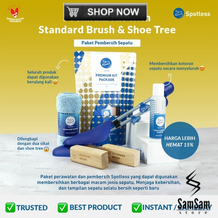 Spotless Shoe Cleaner Starter Kit Premium + Shoe Tree & Standard Brush