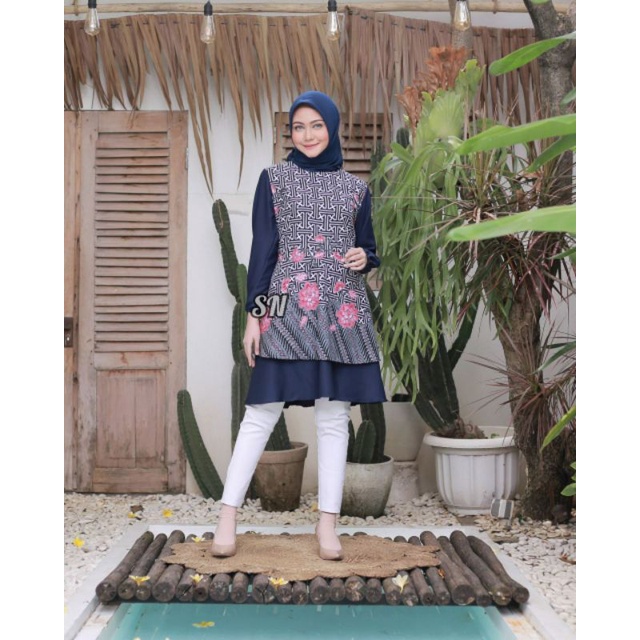 Baju Batik Wanita Modern Atasan Batik Wanita Blouse Batik Kerja Tunik Batik Kantor M L XL XXL 3L 4L Seragam Batik