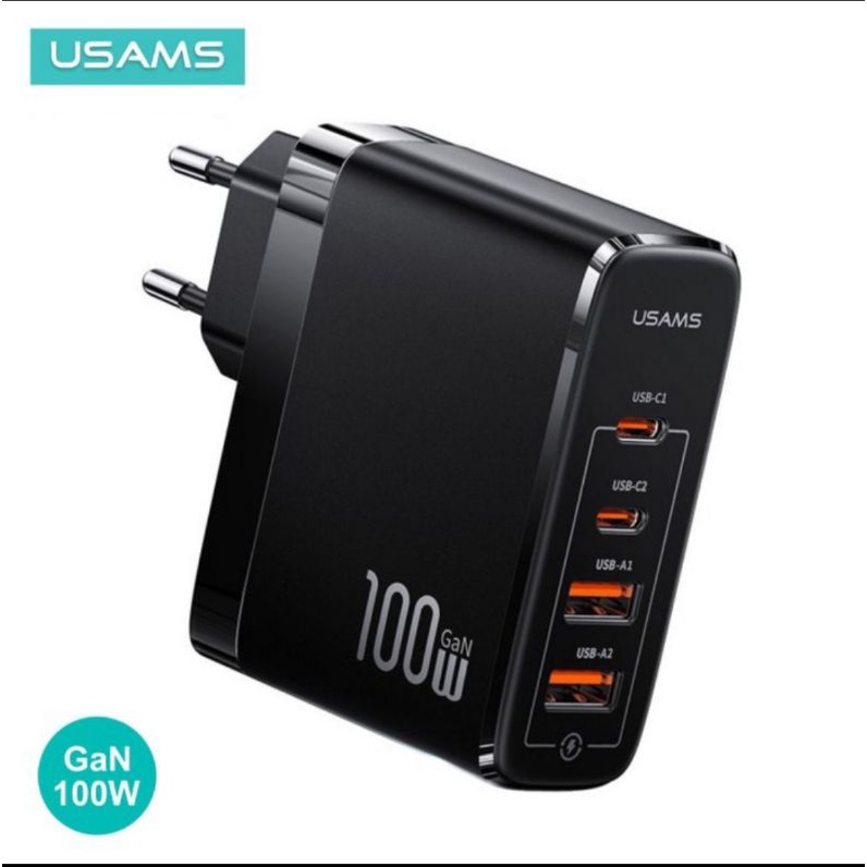 USAMS GAN ADAPTOR 100W kepala charger 4 ports USB TYPE C QC 4.0 T44