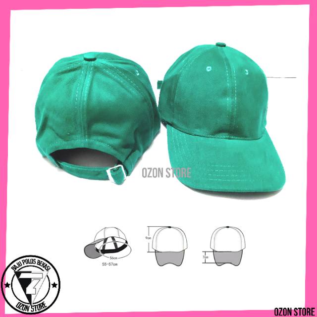 Topi Baseball Distro Caps Polos Pengait Besi Bahan Rapel Premium - Hijau Fuji