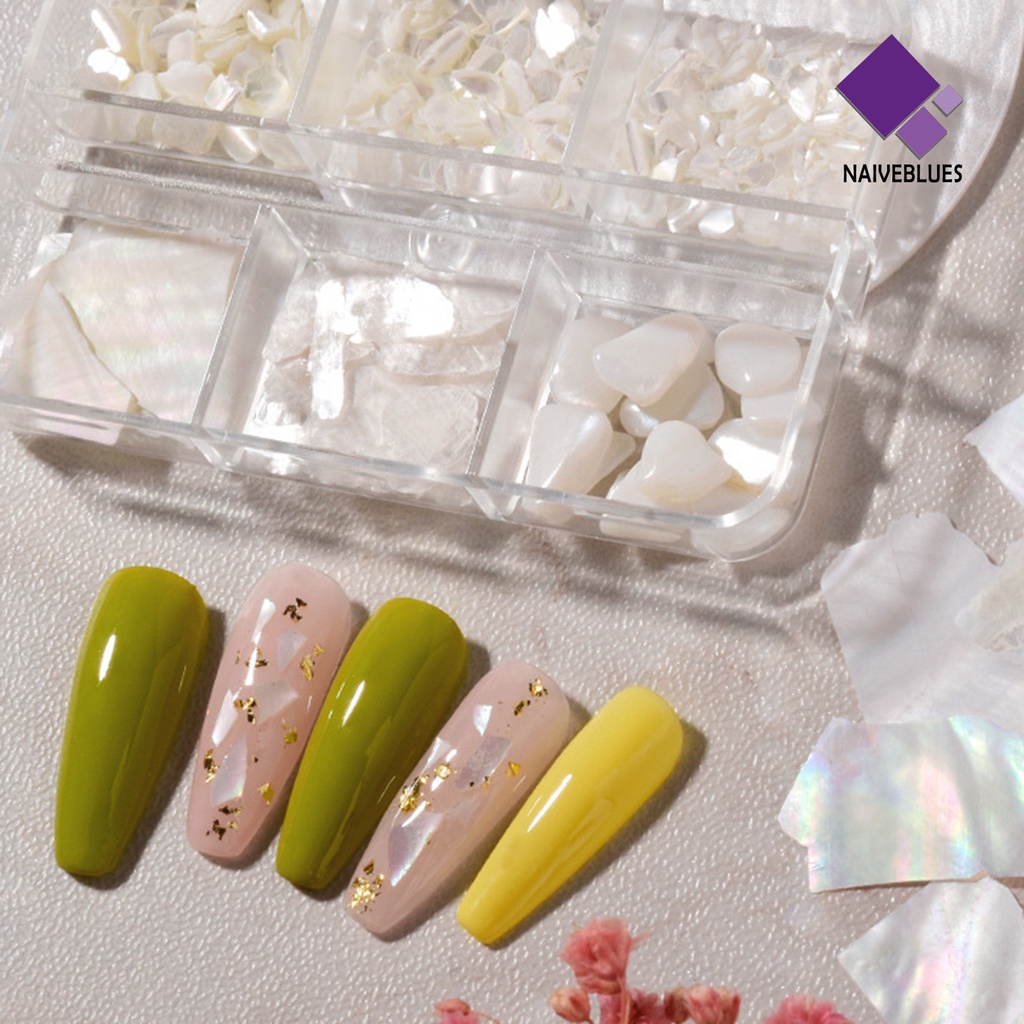 Naiveblue 1 Kotak Sequin Abalone Asimetris Tipis 3D Multi Warna Untuk Dekorasi Nail Art