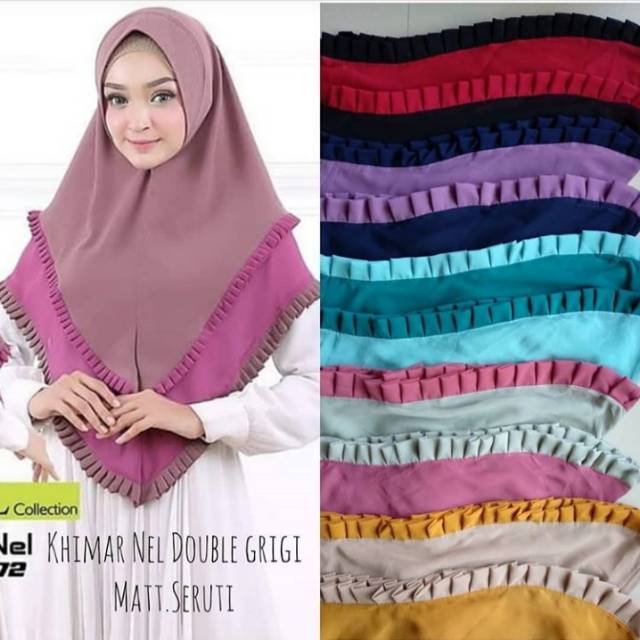 KHIMAR NEL DOUBLE GRIGI / HIJAB TERBARU / HIJAB TERLARIS / HIJAB GROSIR MURAH / HIJAB INSTAN