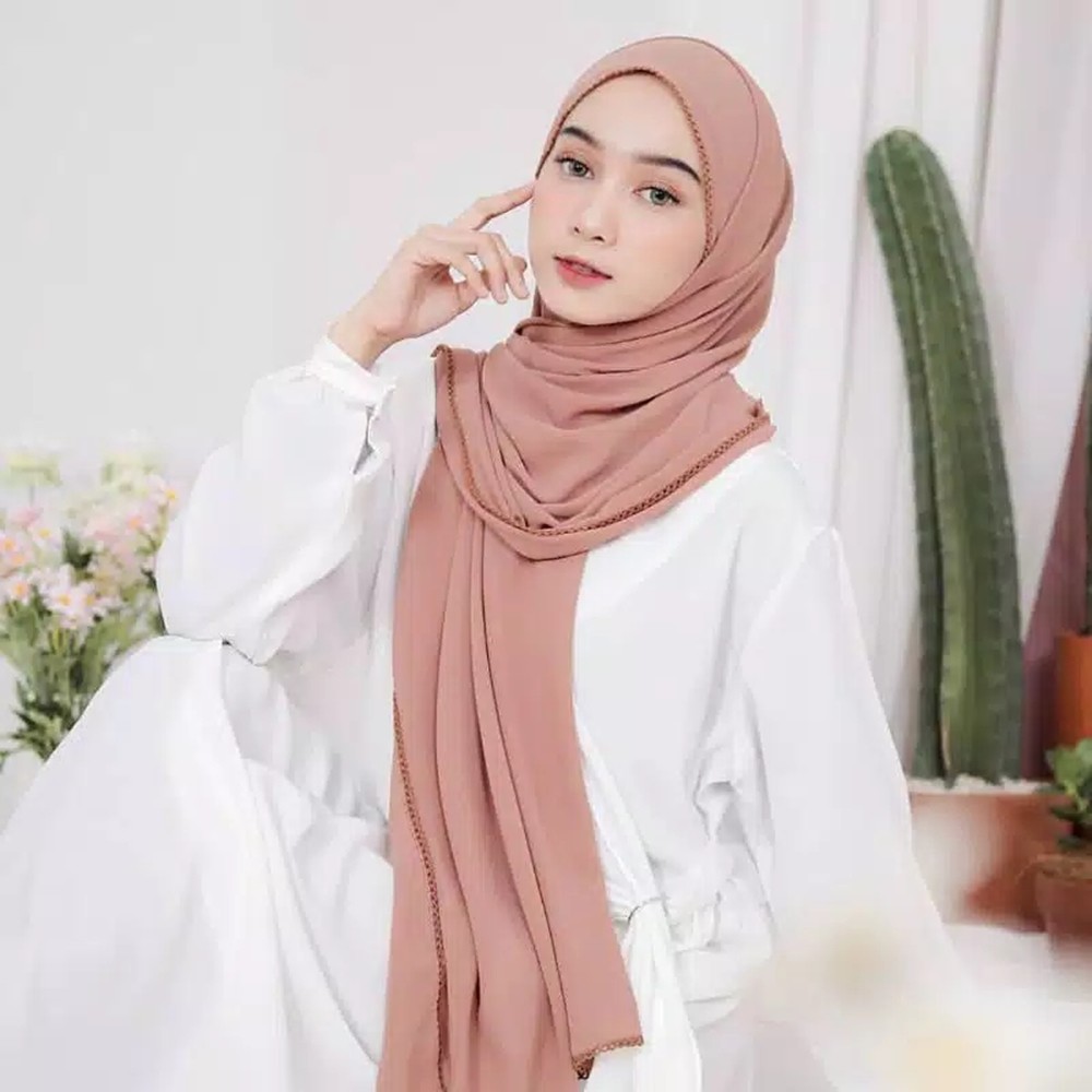 Alny Hijab - Pashmina Crochet Diamond Italiano /Jilbab Pasmina Picot Diamond