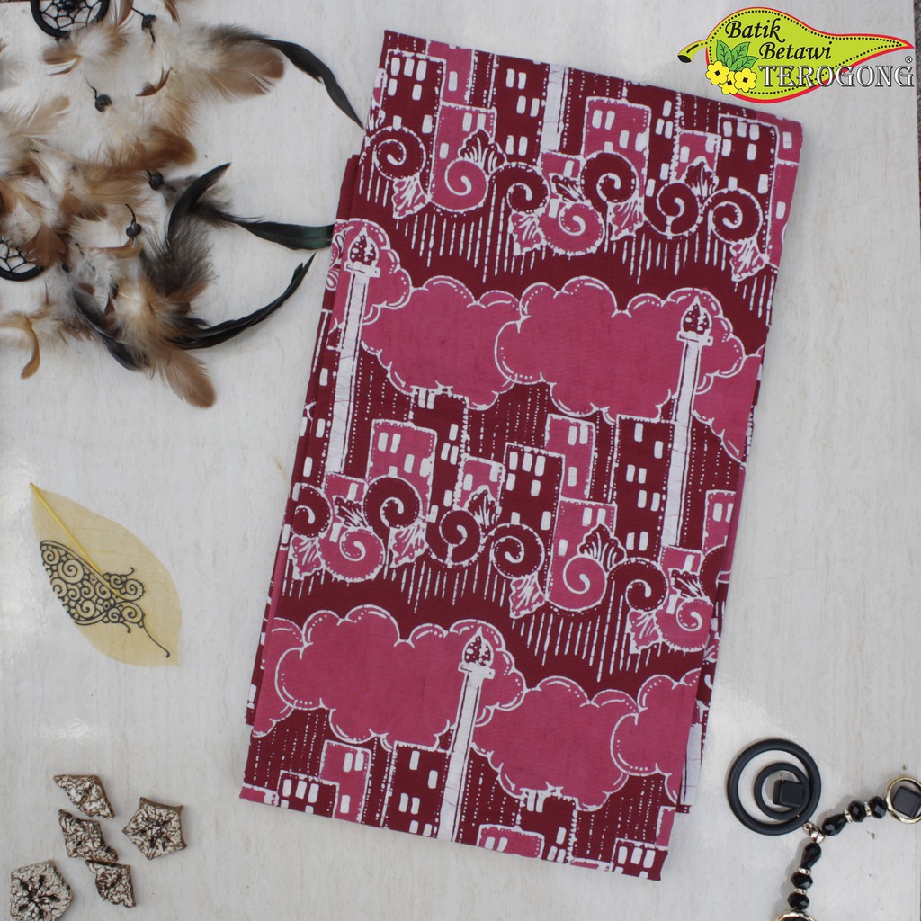 Jual Kain Batik Terogong Monas Betawi Merah Shopee Indonesia