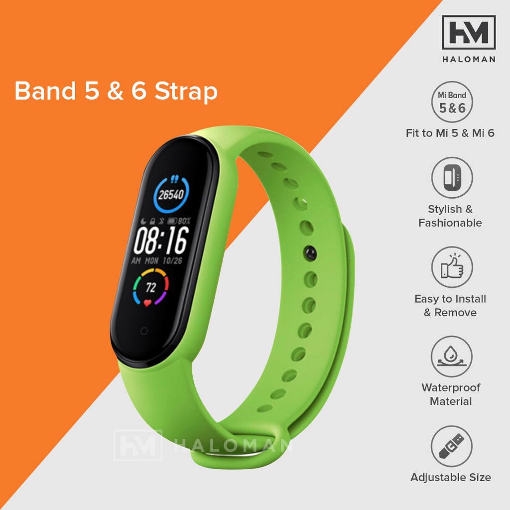 Silicone Strap Mi Band 5 & Mi Band 6 - Strap Miband 5 & Miband 6 Replacement-Green