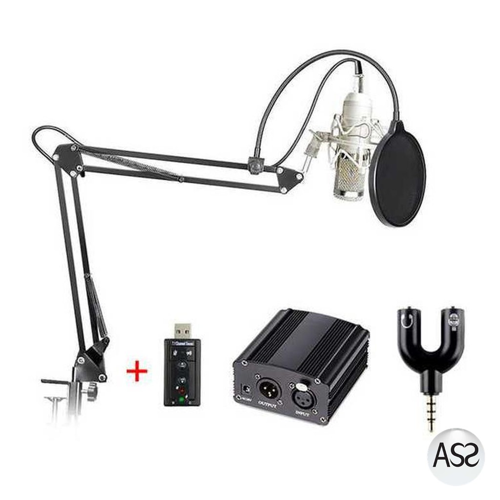 ASS Shop - Condenser Microphone BM-800+Scissor Arm Stand+Phantom Power+SC+Filter