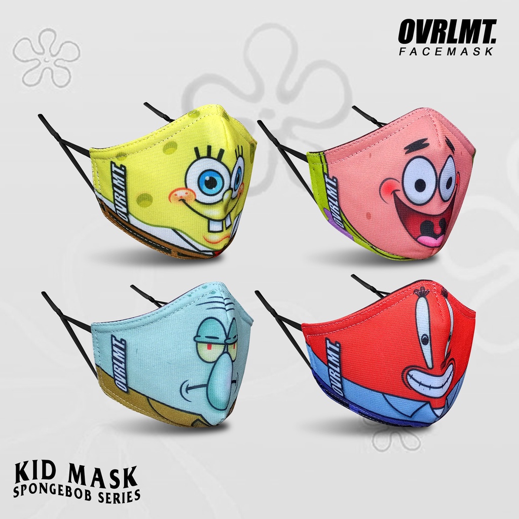 Masker Anak Overlimit / Masker Anak kain 3 ply / Masker Spongebob / Bt21 / Doraemon / Unicorn