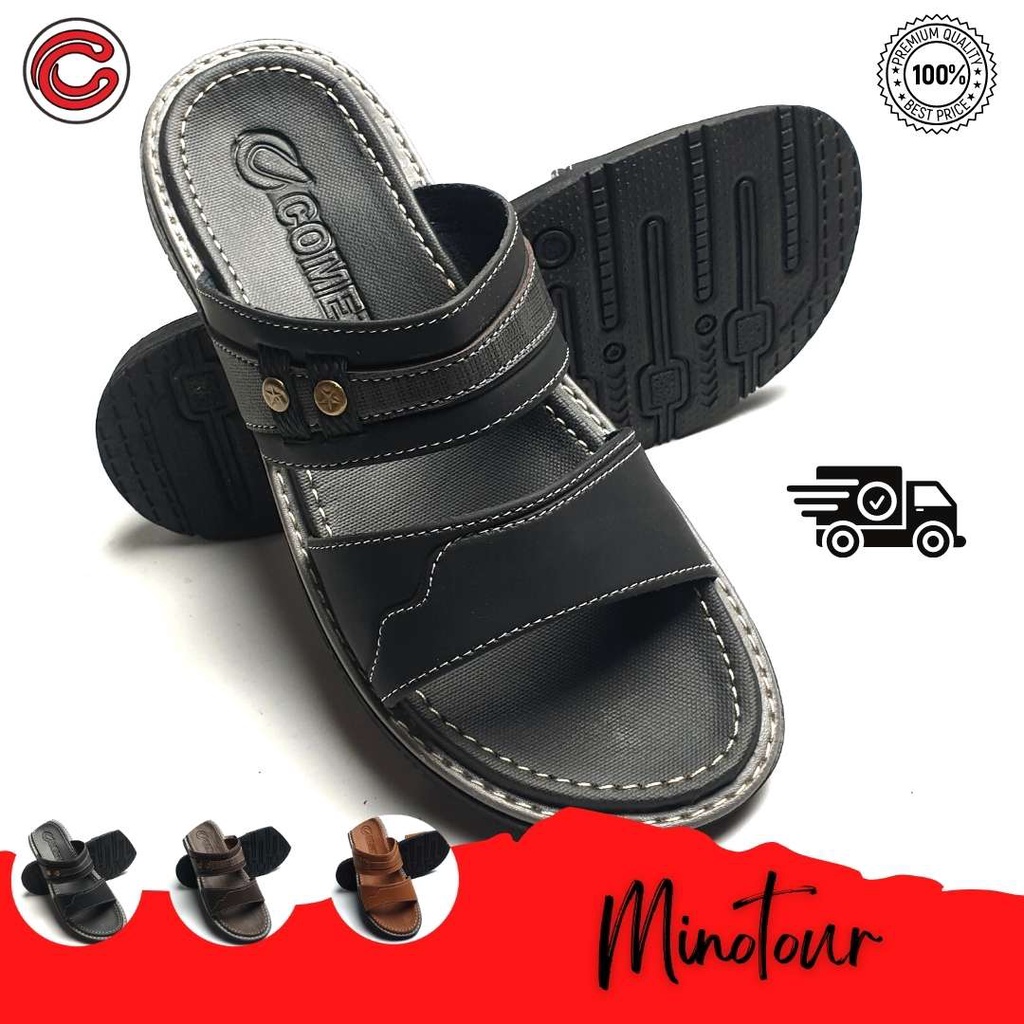 Sandal Pria Sandal Slide Sandal Kulit Sandal Import Sandal Slop Sandal Murah Original - Sandal Comet