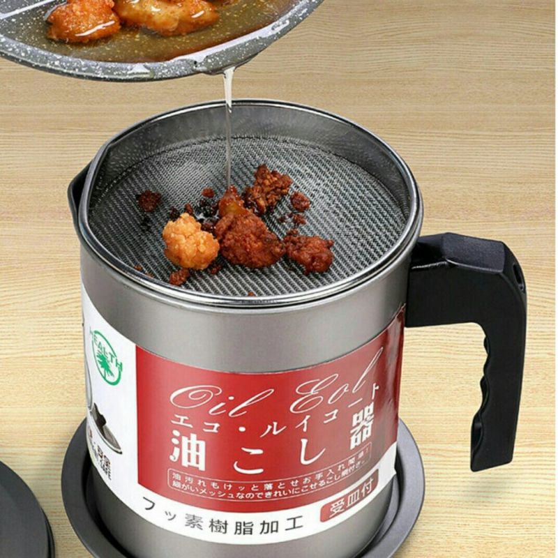 Saringan Minyak Masak  / Tempat Saringan Minyak Masak Stainless / Oil Pot Saringan Tempat Wadah Saring /Share: Oil Pot Gelas Tempat Saringan Minyak Wadah Saringan Minyak Masak Stainless   an Minyak Goreng  Stainless Steel 1,4 dan 1.7 ltr L