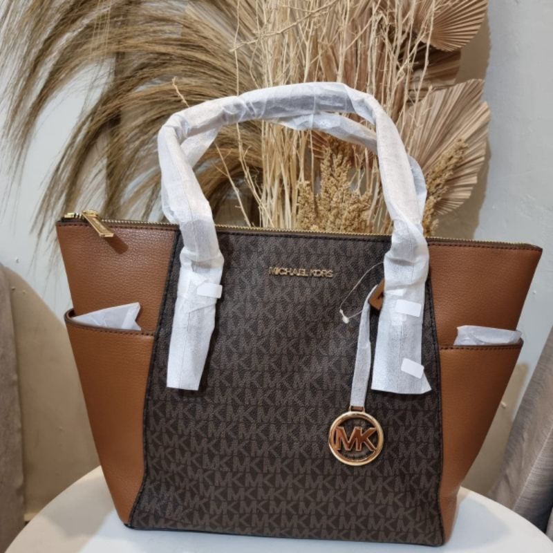 mk charlotte tote sign brown original