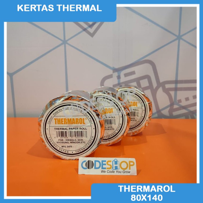 ROLL KERTAS THERMAL UKURAN 80 x 140 mm MERK THERMAROL