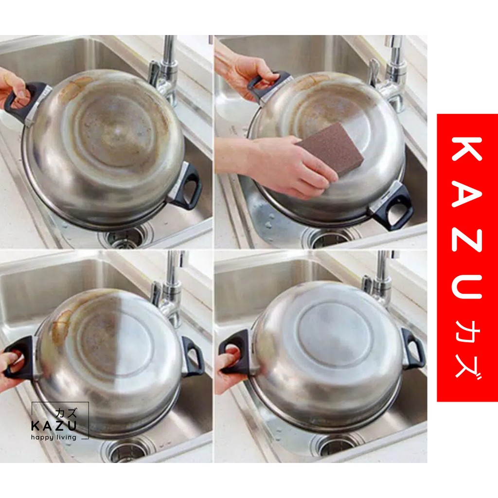 KAZU KHC100 Spon Nano Magic Pembersih Penghilang Penghilang Kerak Noda Panci Dapur Tanpa Deterjen