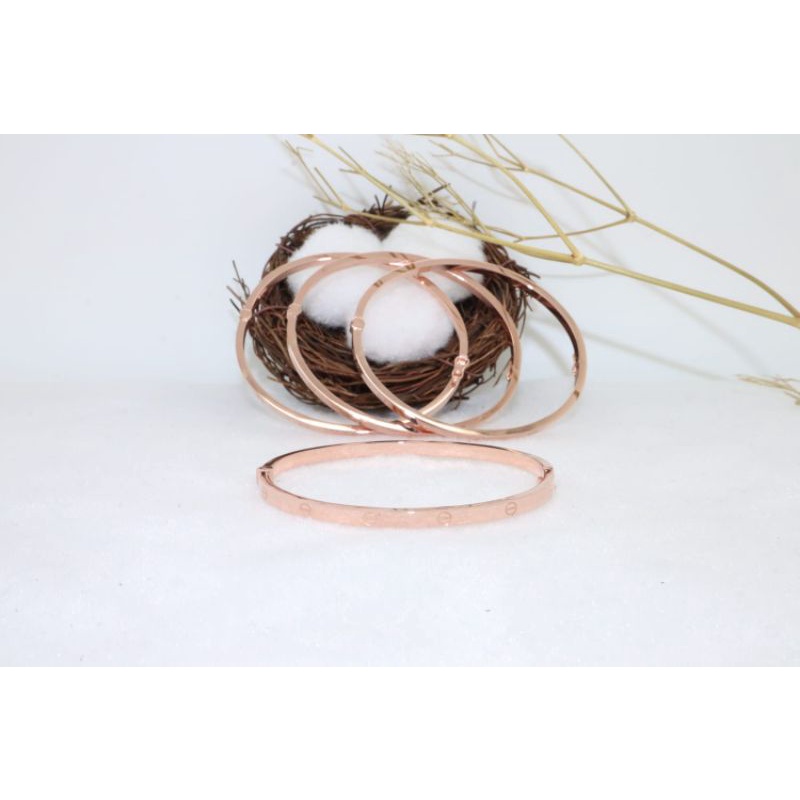 Bangle Gelang Hits tipis Ukir YT Utama Putra 17k 750 Rosegold whitegold