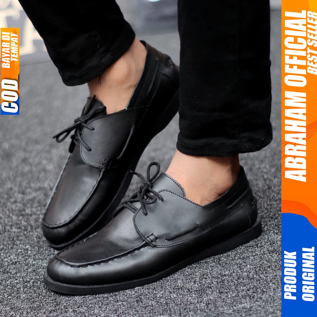 Sepatu Pantofel Kulit Asli Hitam Formal Kerja Kantor Pria Abraham Domin