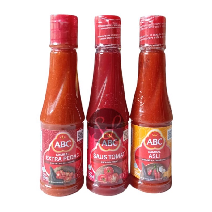 Abc Sambal Saus Tomat Botol 135ml / Abc Sambal Asli Botol 135ml / Abc Sambal Extra Pedas 135ml