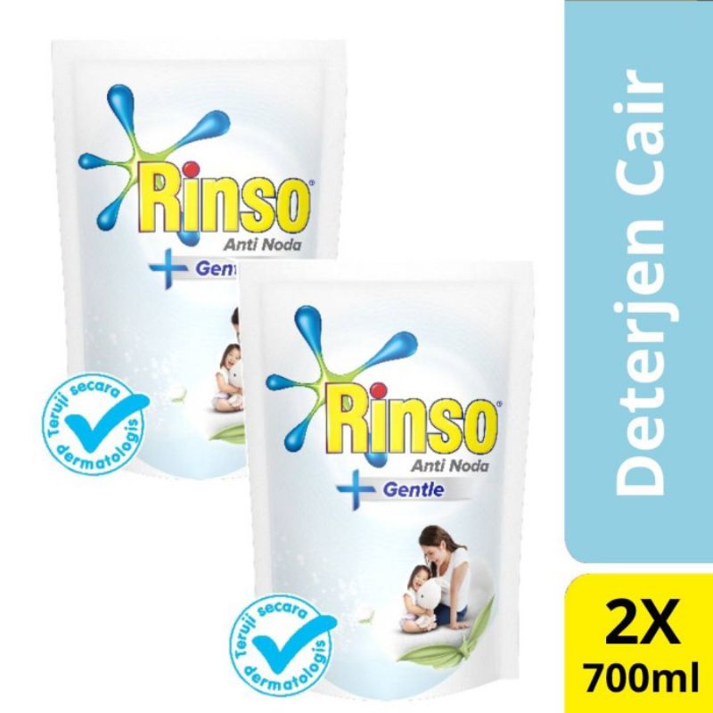 Rinso Gentle Detergen Cair Anti Noda Lembut Di Kulit 700 Ml Twin Pack