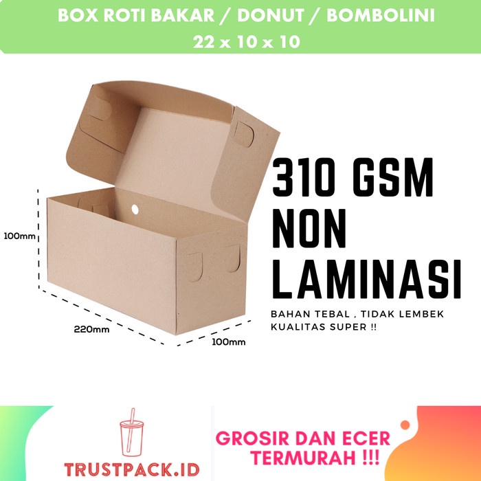 DUS / BOX / KOTAK KUE / ROTI BAKAR uk.22x10x10cm KRAFT