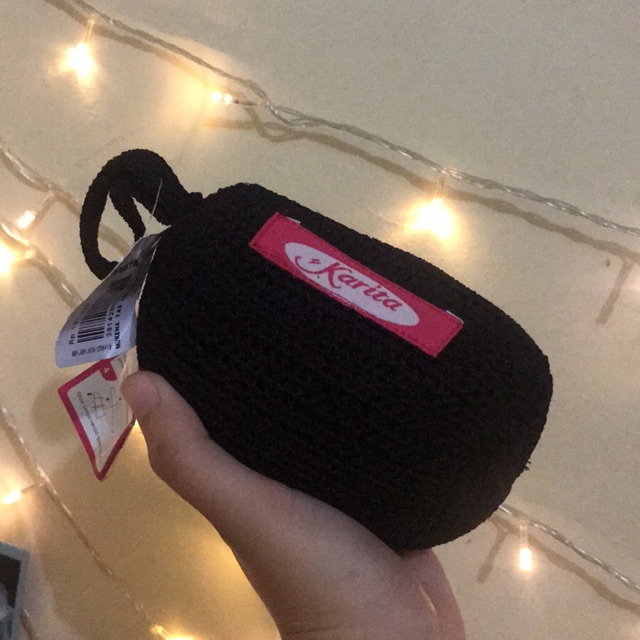 [Ready Stock] Mukena Muri Karita Atas Bawah Hitam Pouch Rajut