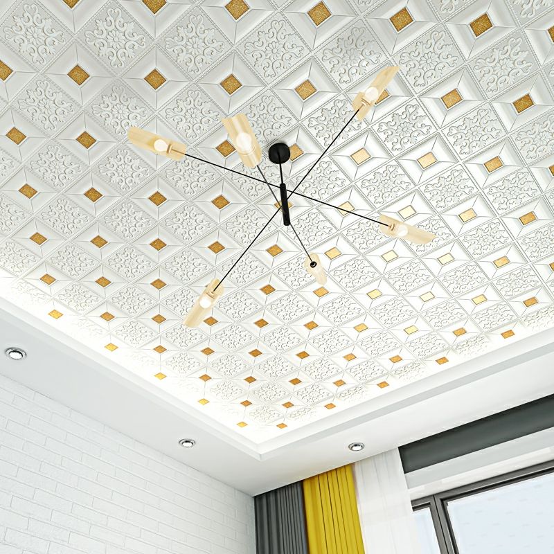 wallpaper plafon dan dinding 3d motif batik minimalis-batik emas