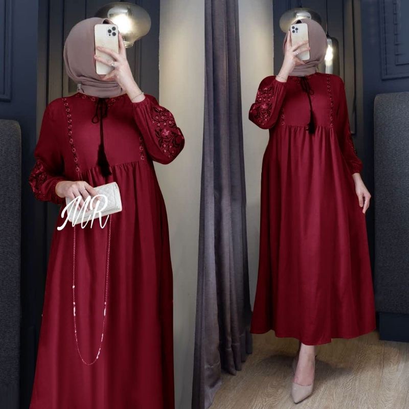 MAXY HANIFA BORDIR, SHAKILA , GAMIS HIJAB MUSLIM, MAXY DRESS, 3 UKURAN