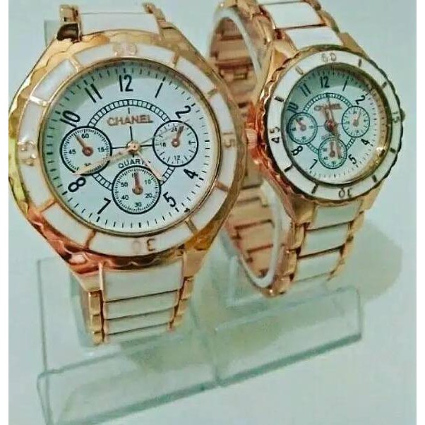 Stok Baru JAM TANGAN COUPLE CHANEL RANTAI CHRONO OFF COUPLE KERAMIK STAINLEES #CH001# .. AWET