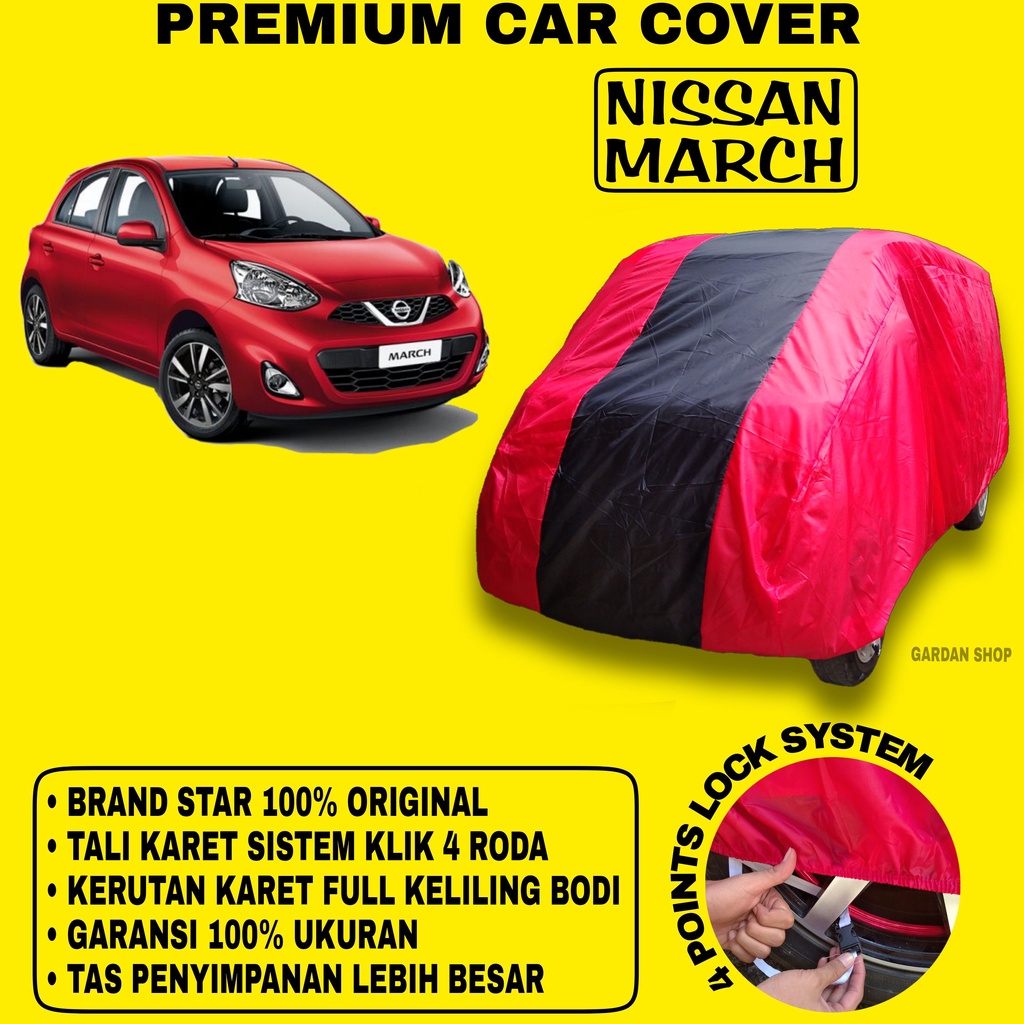 Body Cover NISSAN MARCH MERAH HITAM Penutup Bodi Mobil Nissan March Waterproof PREMIUM