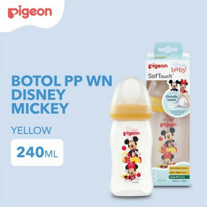 PIGEON Botol Susu Bayi Wideneck 240ml Disney Nursing Feeding Bottle