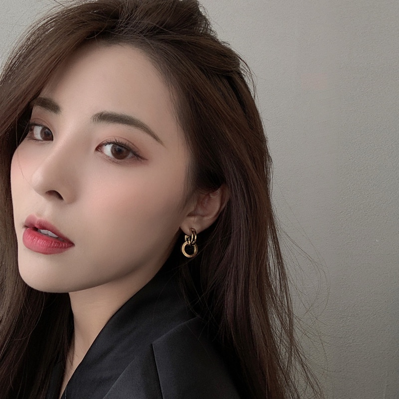 Anting gandeng cincin titanium anti karat korea fashion