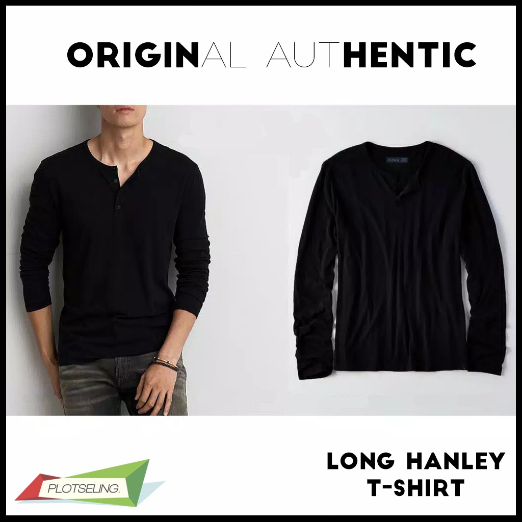 Kaos Polos Oblong HENLEY Pria Lengan Panjang IMPORT COTTON PREMIUM QUALITY - LONG HENLEY ORIGINAL