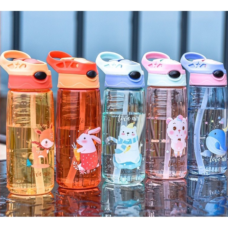 Botol Minum Anak Sedotan Motif Animal BPA Free 480ml