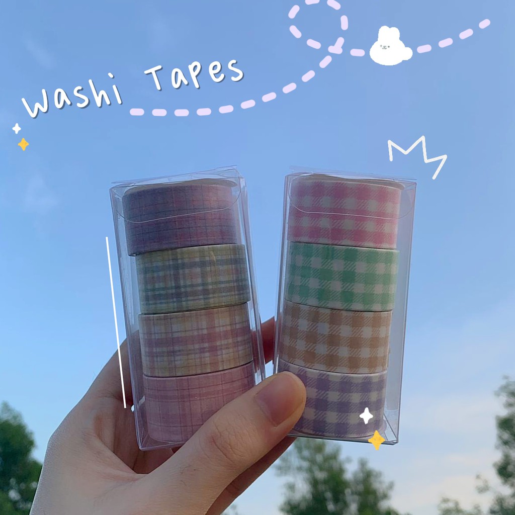 

[HARU] Washi Tapes Plaid Pastel Motif Kotak-Kotak Decor Diary DIY Journal Scrapbook Album Photocard