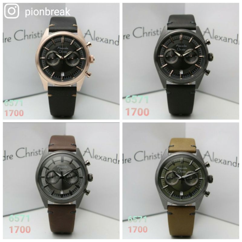Jam Alexandre Christie Cowok AC 6571 | AC6571 leather original