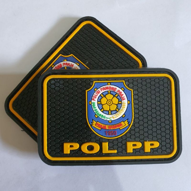 patch rubber logo pol pp lis kuning satpol pp tempelan emblem karet
