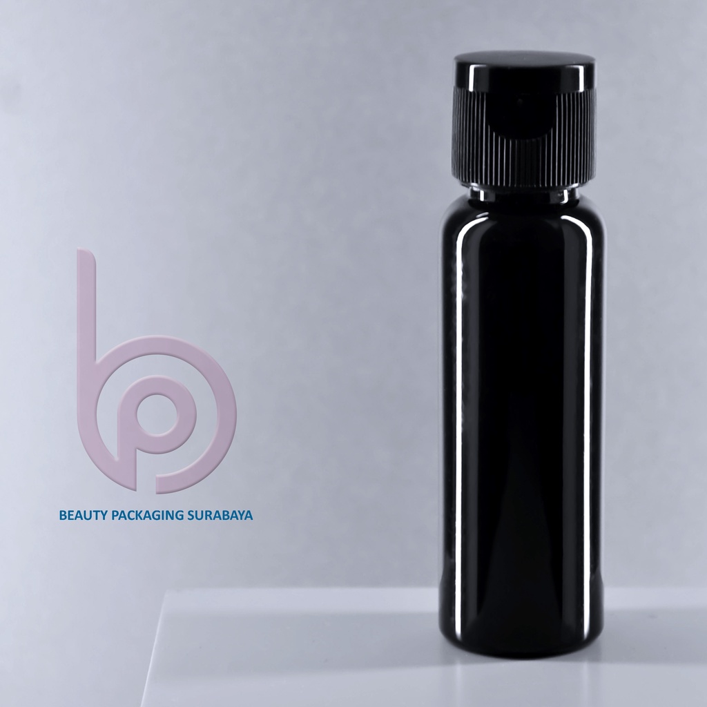 Botol Plastik PET 27ml BR Hitam Tutup Fliptop