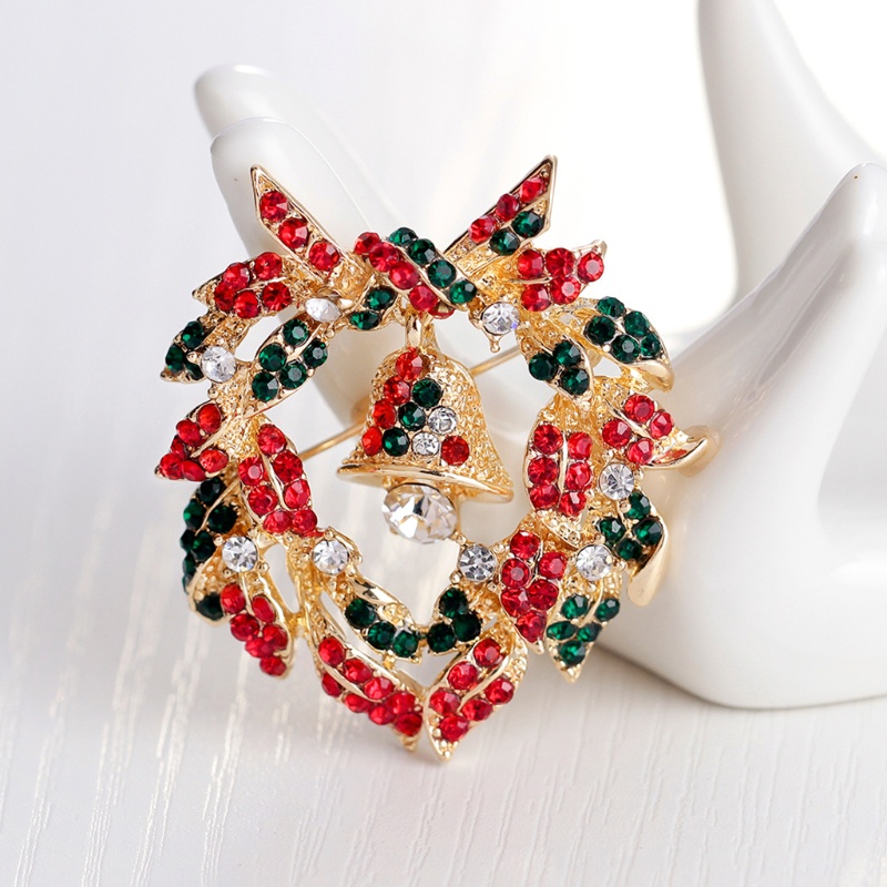 SIY  Christmas Brooch Pins Shiny Garland Bell Jewelry Fashion Women Gifts Decoration