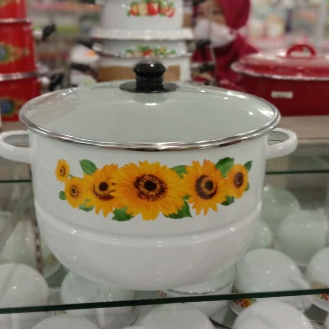 Produk Unggulan] PANCI DANDANG BESAR ENAMEL JUMBO TUTUP KACA UKURAN 30 CM