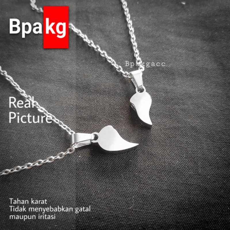 kalung couple pasangan Liontin love magnet Anti karat kalung titanium silver simple polos hadiah cod