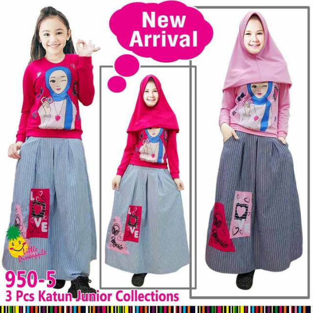 Setelan baju anak cewe Little pineapple muslim