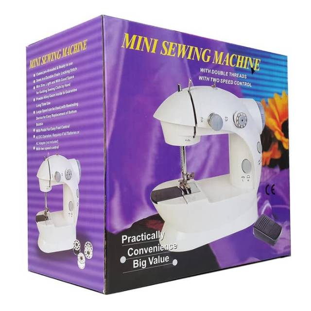 Mesin jahit portable / Mesin jahit mini type 202 ada lampunya Lengkap dengan Pedal dan adaptor2 /