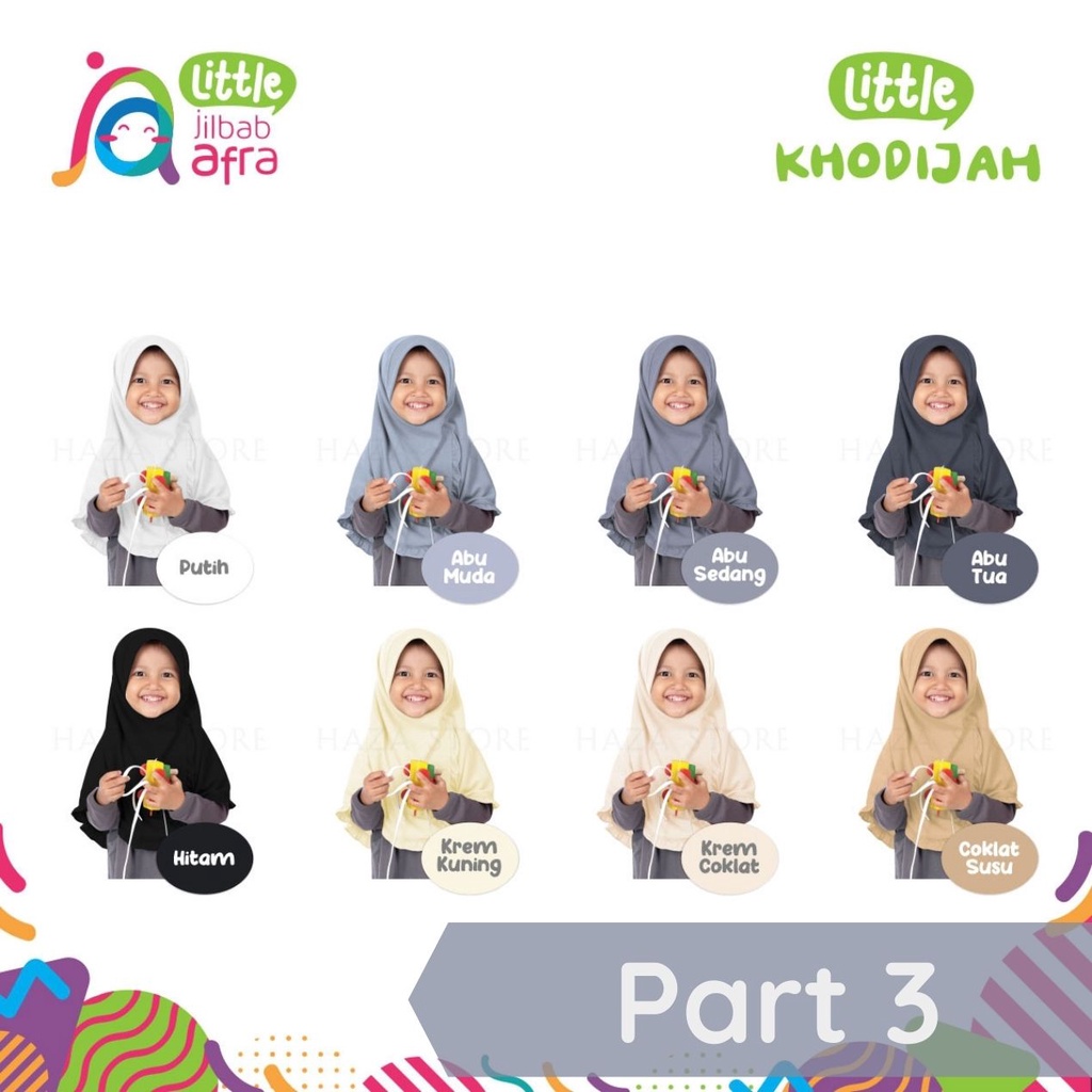 Jilbab Instan Anak Little Khodijah - Little Jilbab Arfa - Bahan Kaos, Adem &amp; Lembut - Part 3