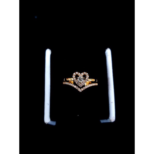 cincin mata 1 love emas kuning berlian asli