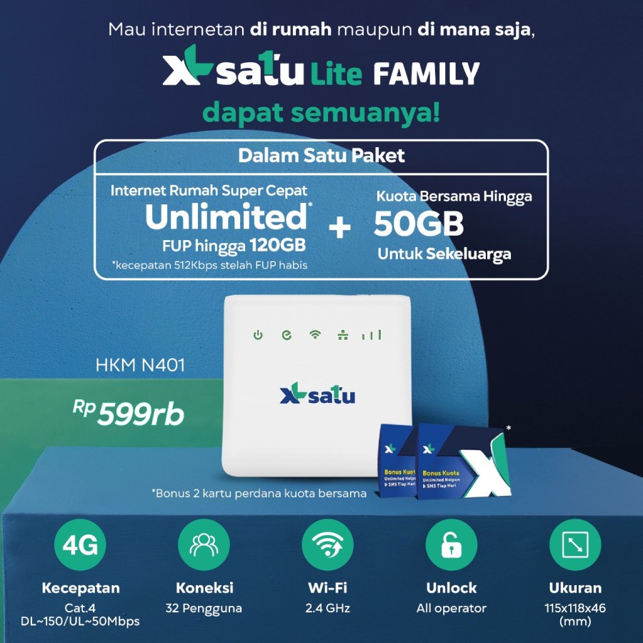 Home Router Wifi XL Home XL Satu Family HKM N401 Unlocked Free 170GB