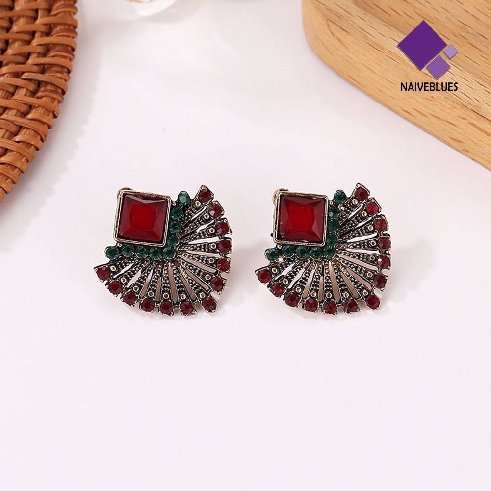 Anting Stud Berlian Imitasi Gaya Vintage Etnik Bohemian Untuk Wanita