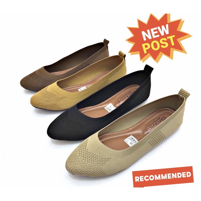 Sepatu Flat Wanita Slip On Bahan Rajut Import DO15 GRAVICI