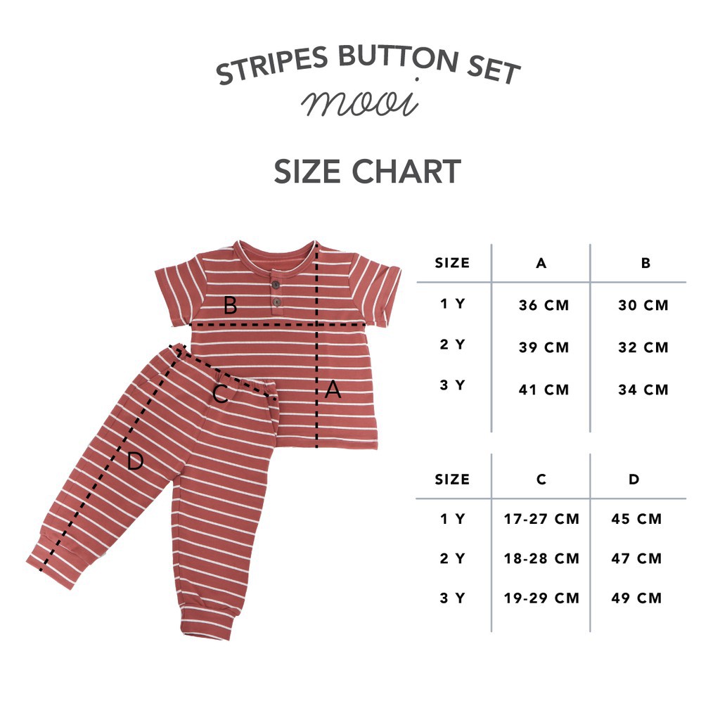 Mooi Setelan Anak Unisex Stripes Button Set Salur Stripe CBKS