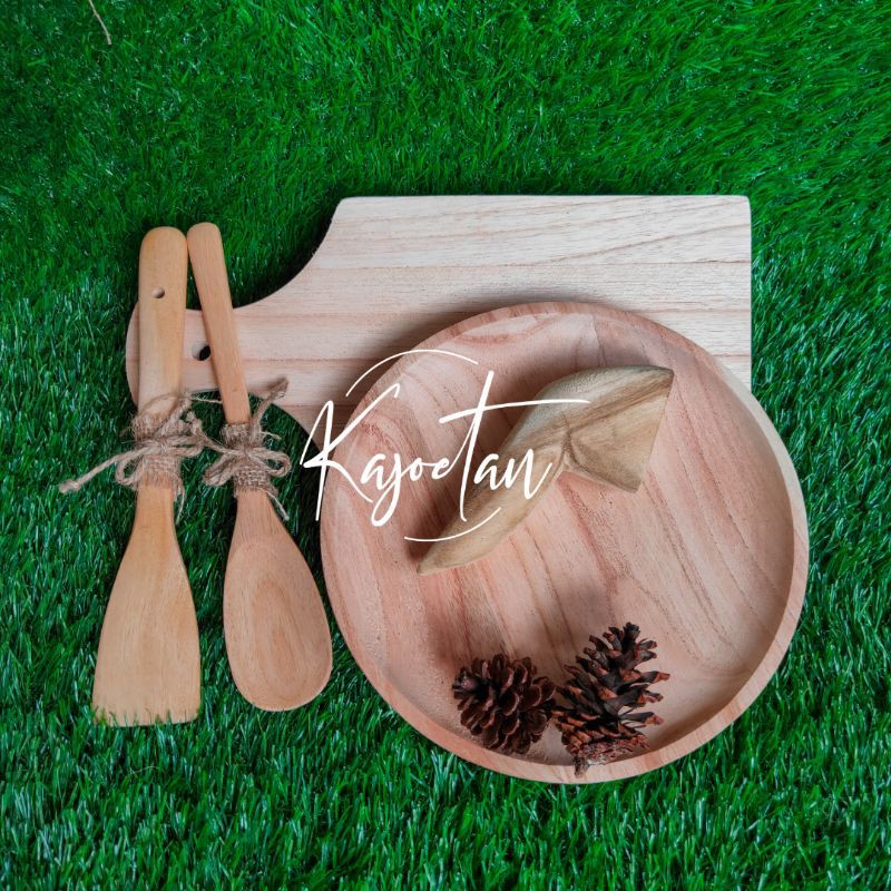 Latimojong Hampers - Telenan Kayu, Ulekan Kecil Kayu, Cobek Kayu Besar, Set Entong Kayu Mini